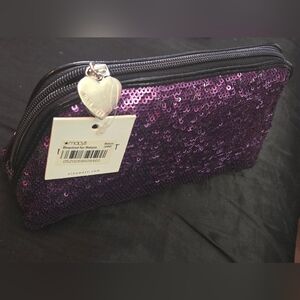NWT Nine West Purple Sequin Cosmetic Bag
